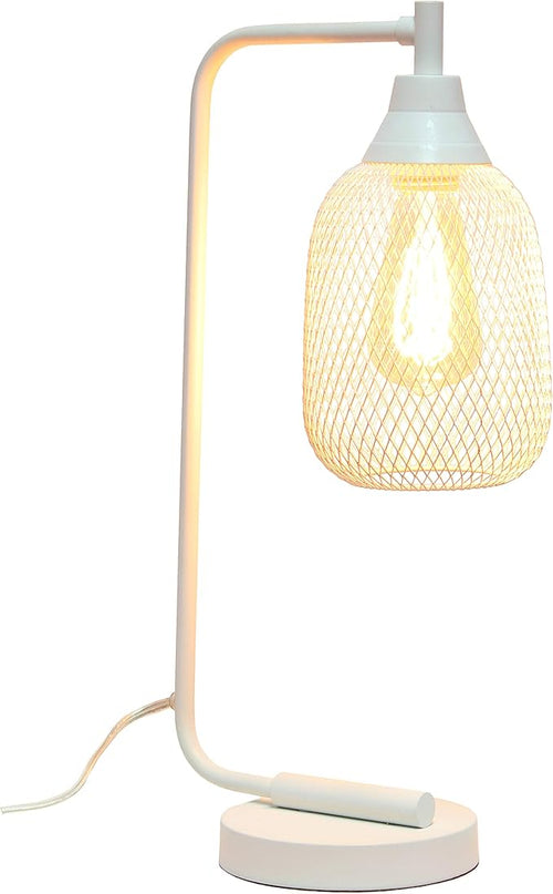 Elegant Designs LD1060-WHT Mesh Wire Table Lamp, Matte White - LeafyLoom