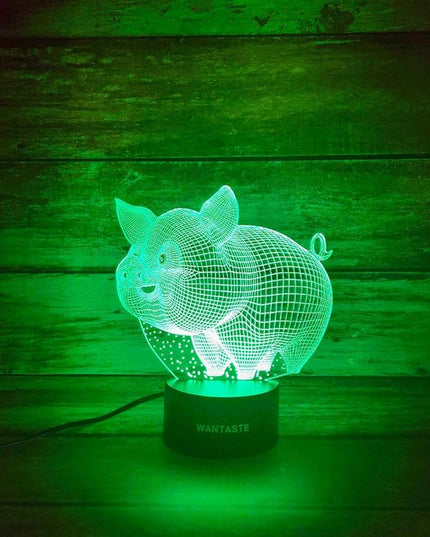Pig 3D Lamp Toys for Girls Boys Room, Night Light Bedside Decor Gifts for Kids Baby, 7 Colors Changing Nightlight with Smart Control - LeafyLoom