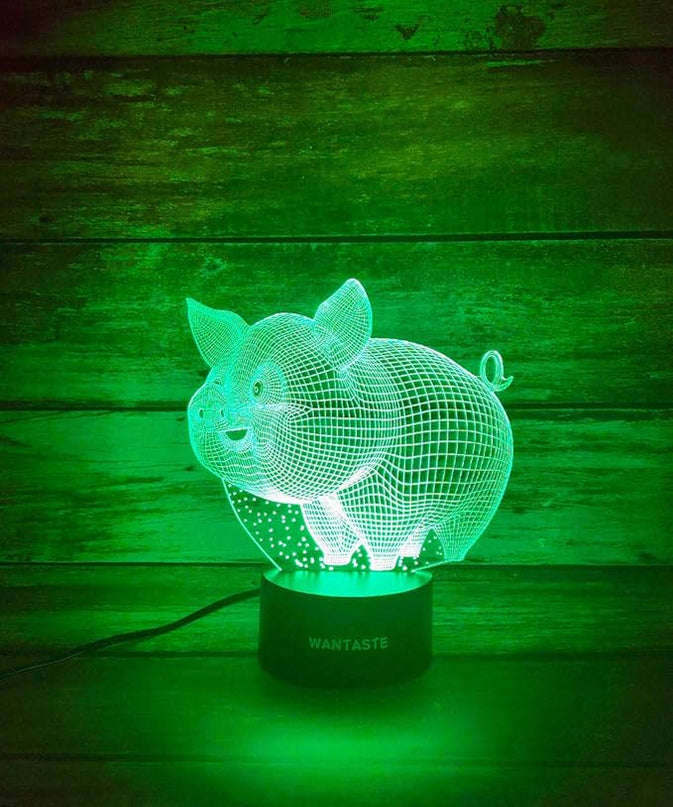 Pig 3D Lamp Toys for Girls Boys Room, Night Light Bedside Decor Gifts for Kids Baby, 7 Colors Changing Nightlight with Smart Control - LeafyLoom