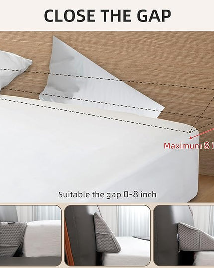 Bed Wedge Pillow for Headboard, Twin Size Headboard Pillow, Bed Gap Filler Close Gap (0-8") Between Mattress and Headboard (Twin) - LeafyLoom