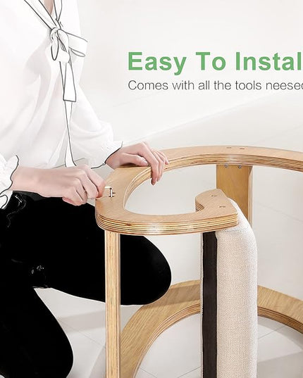 Predawn Ergonomic Kneeling Chair,Rocking Knee Chair Upright Posture Chair for Home Office Meditation Wooden & Linen Cushion-Office Chair for Back Neck Pain Relief & Improving Posture (White Oak) - LeafyLoom