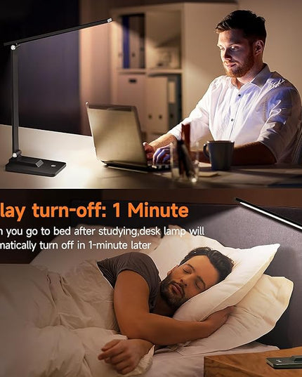Mubarek Desk Lamp,15 Modes LED Desk Light,500 Lumen LED Lamp,Dimmable LED Table Lamp,Desk Lamps Office Accessories,Adjustable&Foldable Reading Lamp,Desk Light,LED Desk Lamp for Study Lamp,Bedside Lamp - LeafyLoom