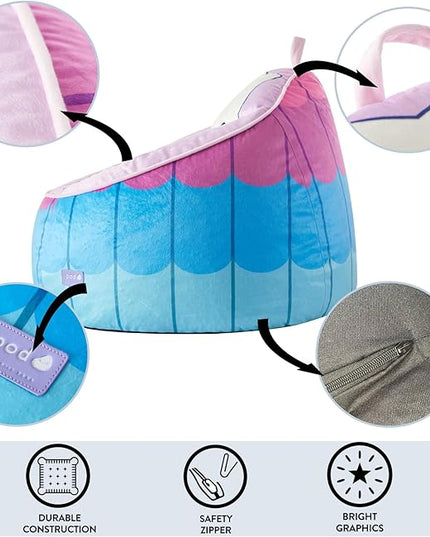 Idea Nuova Gabbys Dollhouse Hillside by pod Plush Kids Bean Bag Chair, 24"x24"x25", Ages 3+ - LeafyLoom