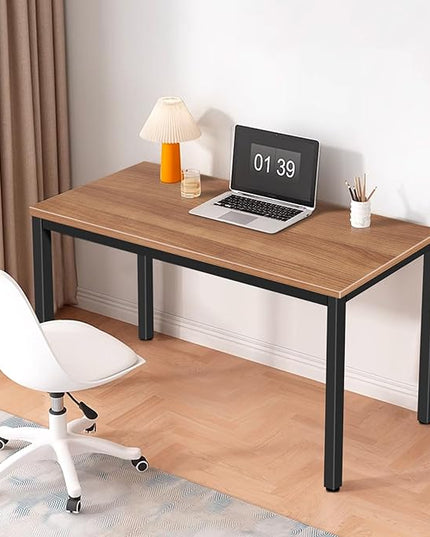 Large Table 24x48 inches Writing Computer Desk Modern Simple Study Desk Industrial Style Laptop Table for Home Office Brown Notebook Desk - LeafyLoom