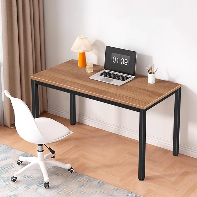 Large Table 24x48 inches Writing Computer Desk Modern Simple Study Desk Industrial Style Laptop Table for Home Office Brown Notebook Desk - LeafyLoom