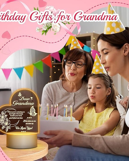 Linkax Grandma Birthday Gifts for Nana from Grandchildren, Grandma Gifts from Granddaughter Grandson, Birthday Gifts for Grandma Engraved Night Light, Mothers Day Thanksgiving Gifts for Nana Mimi - LeafyLoom