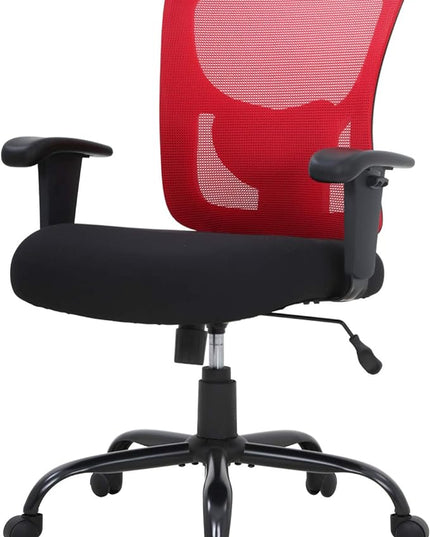 BestOffice Big and Tall Office Chair 500lbs Desk Chair Mesh Computer Chair with Lumbar Support Wide Seat Adjust Arms Rolling Swivel High Back Task Executive Ergonomic Chair for Home Office (Red) - LeafyLoom