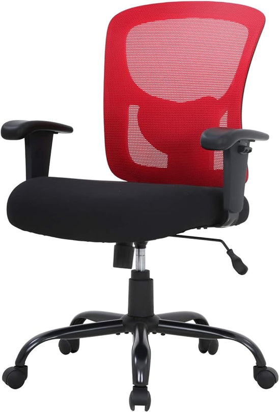 BestOffice Big and Tall Office Chair 500lbs Desk Chair Mesh Computer Chair with Lumbar Support Wide Seat Adjust Arms Rolling Swivel High Back Task Executive Ergonomic Chair for Home Office (Red) - LeafyLoom