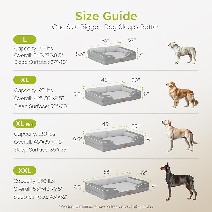 Dog Beds for Large Dogs, Orthopedic Dog Bed with Cooling Gel Memory Foam, Waterproof Large Dog Bed with Removable Washable Cover, 36" Dog Sofa Couch Dutch Velvet with Bone Toy, Light Gray LeafyLoom