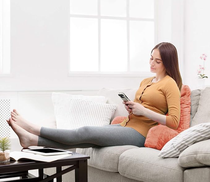 Clara Clark Reading Pillow, Standard Back Pillow for Sitting Up in Bed, Memory Foam Back Support Pillow, Reading Pillows for Sitting in Bed, Misty Rose Sit Up Pillow for Bed, Arm Pillow with Pockets - LeafyLoom