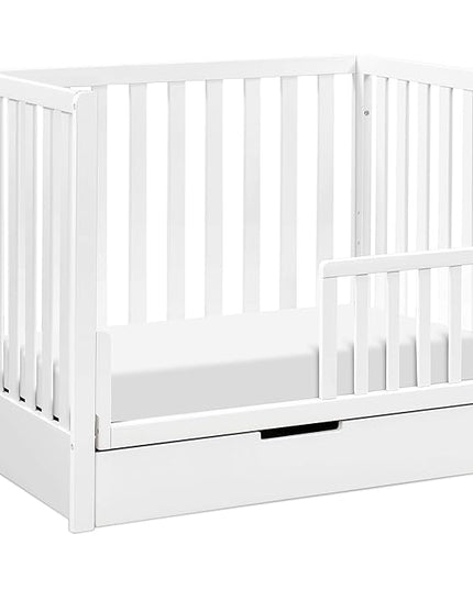 Carter's by DaVinci Colby 4-in-1 Convertible Mini Crib with Trundle Drawer in White, Greenguard Gold Certified, Undercrib Storage - LeafyLoom