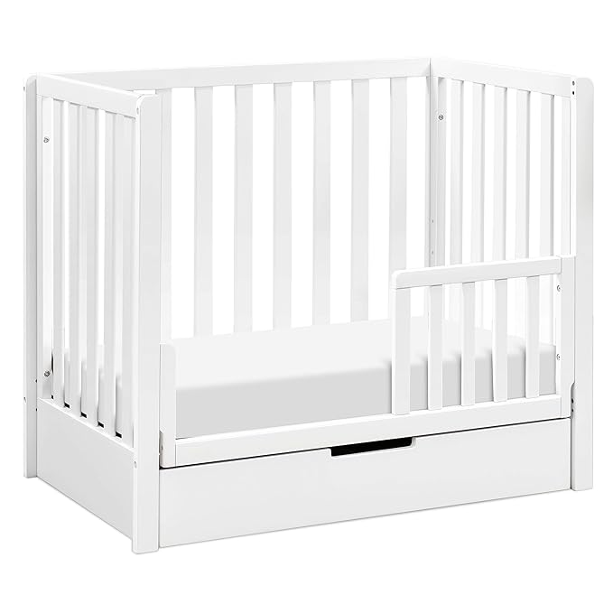 Carter's by DaVinci Colby 4-in-1 Convertible Mini Crib with Trundle Drawer in White, Greenguard Gold Certified, Undercrib Storage - LeafyLoom