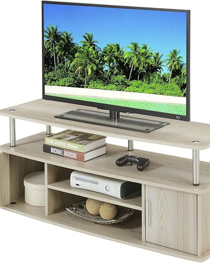 Convenience Concepts Designs2Go Monterey TV Stand with Cabinets and Shelves Home_Furniture_and_Decor, Ice White - LeafyLoom