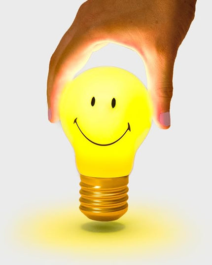Suck UK | Smiley Face Lamp | Cordless Table Lamp Led Light Bulb | Smiley Face Light & Smiley Face Decor | Kids Night Light | USB Rechargeable Lamp | Cool Room Decor & Kids Room Decor | Cordless Lamps - LeafyLoom