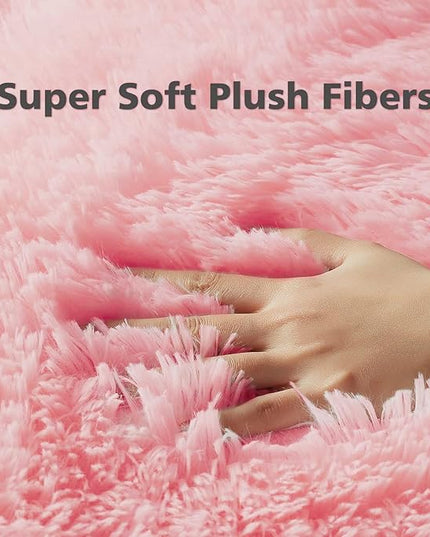 Ophanie 4x6 Pink Rugs for Bedroom Girls, Machine Washable Fluffy Shaggy Soft Cute Area Rug, Non-Slip Indoor Floor Carpet for Living Room, Kids Baby Teen Dorm Home Decor Aesthetic, Nursery - LeafyLoom