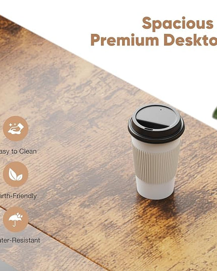 SMUG 47 Inch Computer Desk, Small Office Desk with Storage Drawers, Modern Simple Style Writing Study PC Work Table for Home Bedroom Small Spaces - LeafyLoom