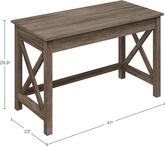 Lavish Home Writing Desk with X-Pattern Legs for Office, Bedroom, Computer, or Craft Table, 47-Inch Long, Light Tan Woodgrain - LeafyLoom