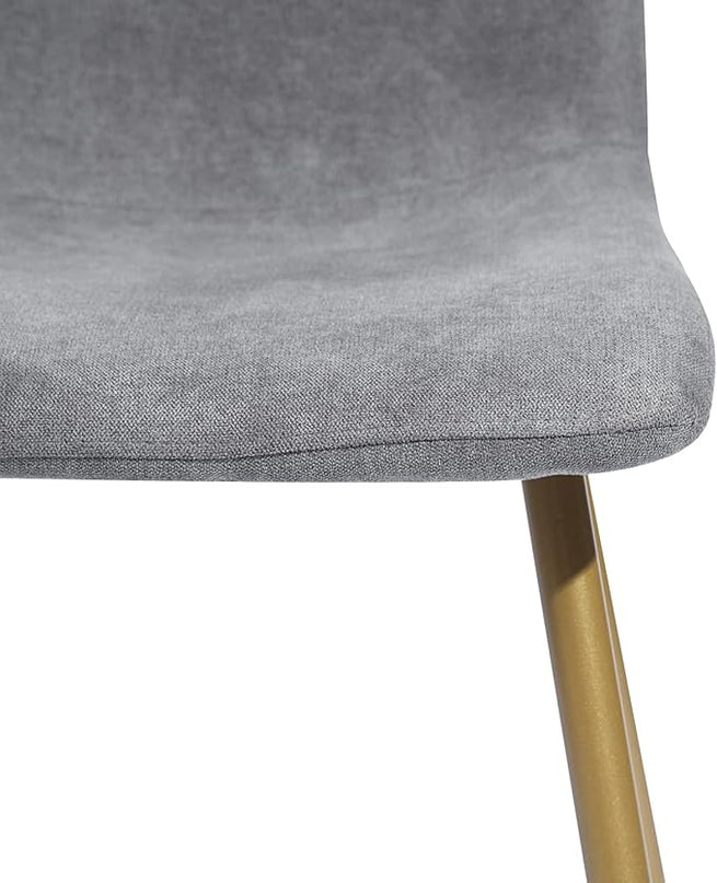 FurnitureR Dining Chairs Set of 4, Upholstered Terry Fabric Accent Side Chair Armless Mid-Back with Metal Legs for Living Room Kitchen Dining Room, Dark Grey - LeafyLoom