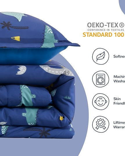 SLEEP ZONE Kids Bedding Twin Comforter Set - Cute Printed for Boys, Girls, Teens, Super Soft, Fade Resistant, Dino Family, Twin - LeafyLoom