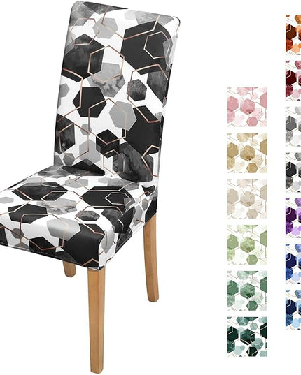 Gibelle Dining Room Chair Covers Set of 4, Soft Stretch Kitchen Chair Covers Slipcover Protector, Removable Washable Geometric Parson Chair Covers 4 Pack, Black Gibelle