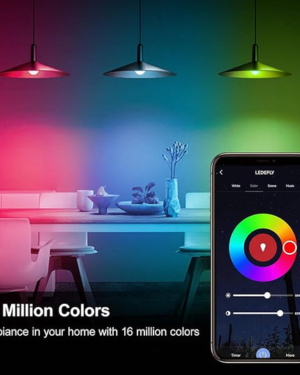 WiFi GU10 LED Smart Spot Light Bulb, 5W=40W, Compatible with Alexa Google Home, Dimmable, Tunable White(2700k-6500k), Smart LED Bulb Remote Control, No Flickering, 2 Pack LEDEPLY