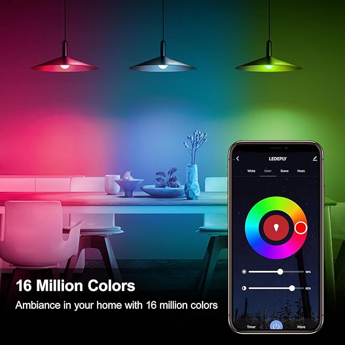 WiFi GU10 LED Smart Spot Light Bulb, 5W=40W, Compatible with Alexa Google Home, Dimmable, Tunable White(2700k-6500k), Smart LED Bulb Remote Control, No Flickering, 2 Pack LEDEPLY