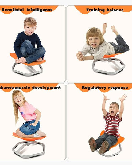 Sensory Toys Kids Swivel Chair, Autism Kids Swivel Chair, Elephant Sit and Spin Seat Balance Chair Indoor for Child Age 3+, Regulating Toddler’s Body Balance, Metal Base Non-Slip Orange - LeafyLoom