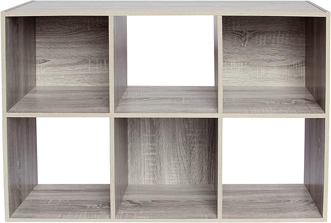 PACHIRA E-Commerce 6 Cube Storage Organizer, Unit Shelf, Closet Cabinet, Bookshelf File Organizer Rack in Living Room, Bedroom, Study OAK GREY - LeafyLoom