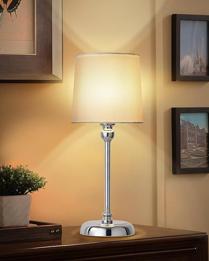 Cordless LED Table Lamp, 6000mAh Rechargeable Bedside Night Lamp for Bedroom, Portable Touch Stepless Dimmable Battery Operated Lamp, Ambient Light for Patio Restaurant(Chrome H) - LeafyLoom