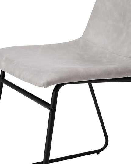 Flash Furniture Butler 18 Inch Commercial Grade LeatherSoft Dining Table Height Chair, Mid-Back Black Sled Base with Light Gray LeatherSoft Upholstery, Set of 2 - LeafyLoom