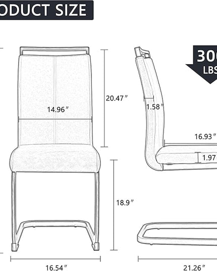 Dining Chairs Set, Kitchen Modern Metal Chairs with Faux Leather Padded Seat High Back and Sturdy Chrome Legs, Chairs for Dining Room (Light Gray, Set of 4) - LeafyLoom