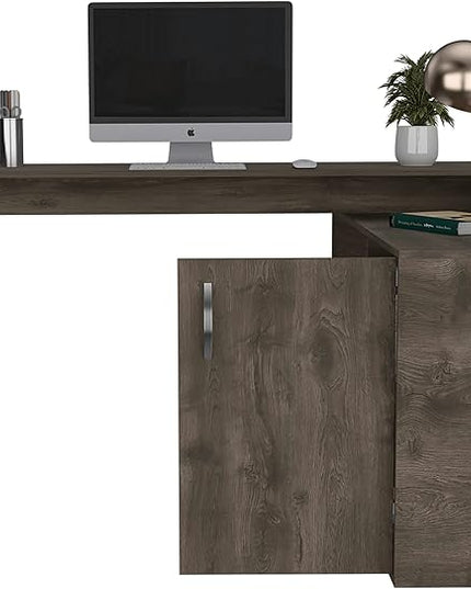 NicBex Kimberly-DW-00203-LWJ Home Office Desks, 59.64"x45.86"x30.11", Dark Brown - LeafyLoom