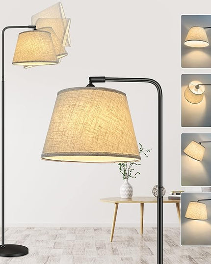 Floor Lamp with 3 Color Temperatures for Living Room Bedroom Office, 12W LED Bulb included, Modern Standing Lamp Tall Bright Corner Floor Lamp with Shade - LeafyLoom