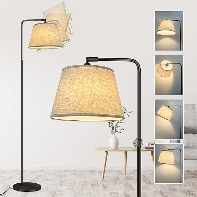 Floor Lamp with 3 Color Temperatures for Living Room Bedroom Office, 12W LED Bulb included, Modern Standing Lamp Tall Bright Corner Floor Lamp with Shade - LeafyLoom