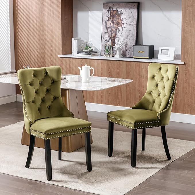 NicBex Haerin-SD-00101-LWJ Dining Chairs, 25.5"x19.7"x37.4", Olive Green - LeafyLoom