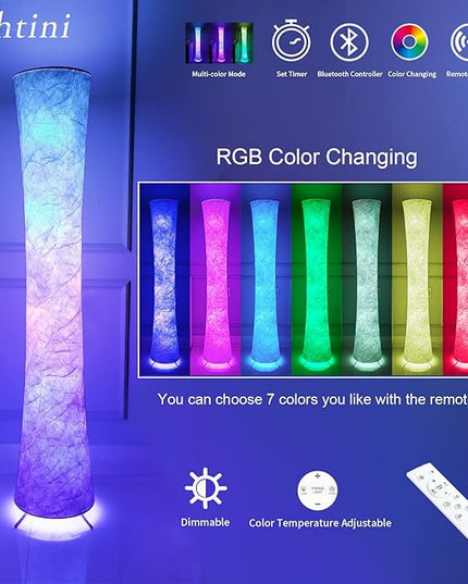 Floor Lamp for Bedroom 51" LED Floor Lamp Smart Corner Floor Lamp RGB Color Changing Floor Lamp Dimmable Floor Lamp with Remote Control Floor Lamps for Living Room Modern - LeafyLoom