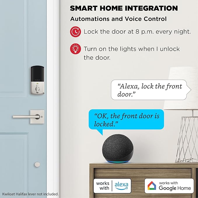 Kwikset Halo Wi-Fi Smart Lock, Keyless Entry Door Deadbolt, Geofence Auto-Unlock, Grade AAA Certified, No Hub Easy Install, Satin Nickel Lifetime Finish Warranty, Touchscreen Kwikset