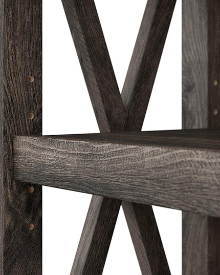 Bush Furniture Key West Tall 5 Shelf Bookcase in Dark Gray Hickory - LeafyLoom