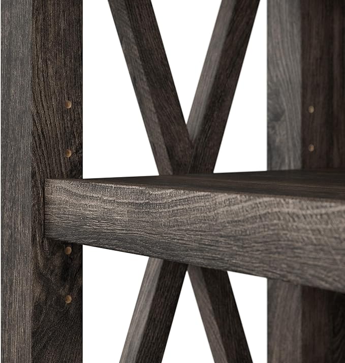 Bush Furniture Key West Tall 5 Shelf Bookcase in Dark Gray Hickory - LeafyLoom