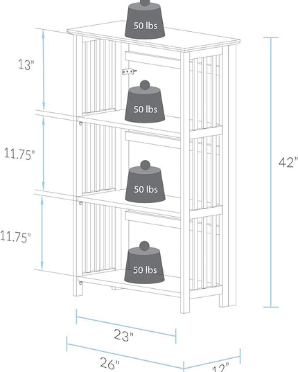 Casual Home "Soho Manhattan 4-Shelf Folding Bookcase 26"" Wide - Natural (333-40) - LeafyLoom