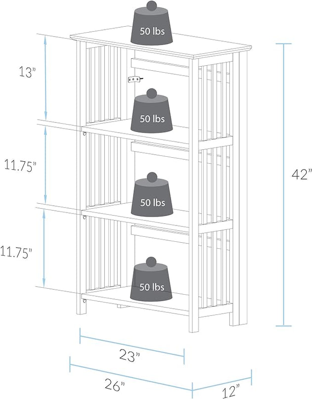 Casual Home "Soho Manhattan 4-Shelf Folding Bookcase 26"" Wide - Natural (333-40) - LeafyLoom