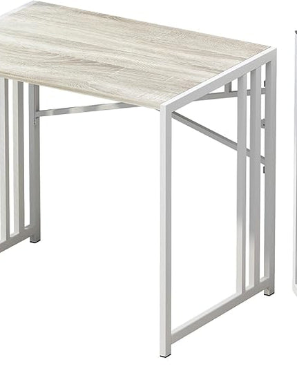 Small Folding Desk 32 inch, No Assembly Required Small Office Desk, Writing Gaming Computer Camping Desk, Beige - LeafyLoom