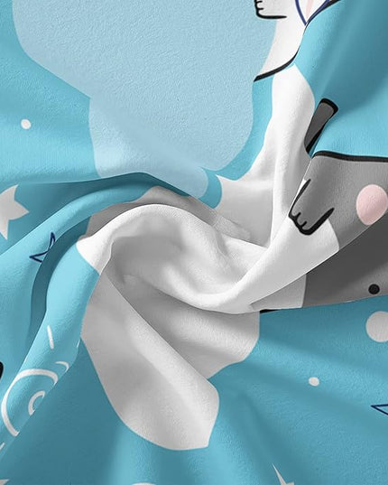 Cat Comforter King Size,Blue Cloud Cats Comforter Set for Kids Teens Girls Boys,3Pcs Bedding Set Printed Comforter with 2 Pillowcases,Down Alternative,Soft and Lightweight，King Size - LeafyLoom