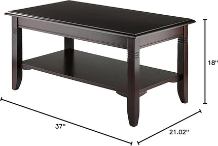 Winsome Nolan 18.03-inch x 37-inch x 21.02-inch Composite Wood Coffee Table, Cappuccino (40237) - LeafyLoom