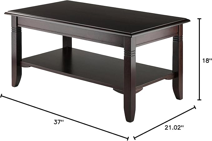 Winsome Nolan 18.03-inch x 37-inch x 21.02-inch Composite Wood Coffee Table, Cappuccino (40237) - LeafyLoom