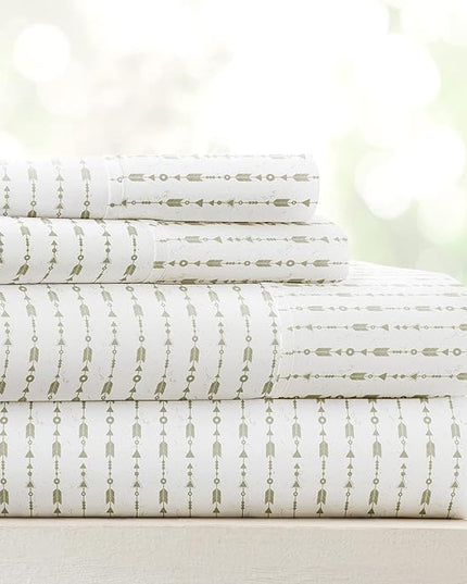 Linen Market 3 Piece Twin Bedding Sheet Set (Sage Arrows) - Sleep Better Than Ever with These Ultra-Soft & Cooling Bed Sheets for Your Twin Size Bed - Deep Pocket Fits 16" Mattress - LeafyLoom