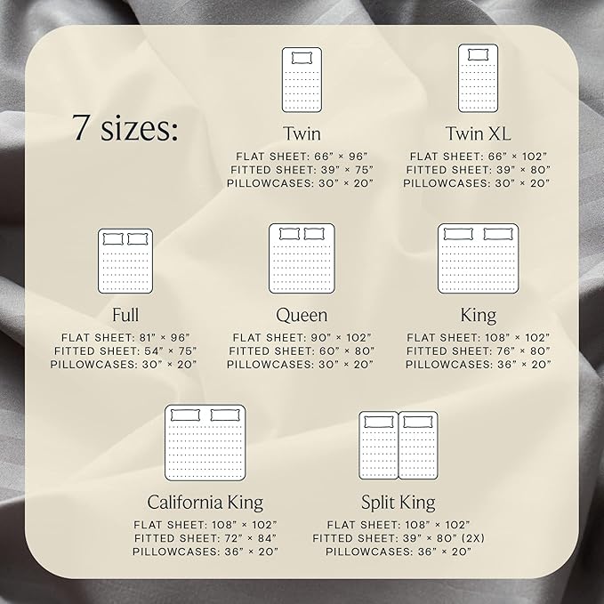 LuxClub 7 PC Split King Size Sheet Set Bed Sheets, Breathable Luxury Bed Sheets, Deep Pockets 18" Wrinkle Free Cooling Bed Sheets Machine Washable Hotel Bedding (Split King, Striped Light Grey) - LeafyLoom