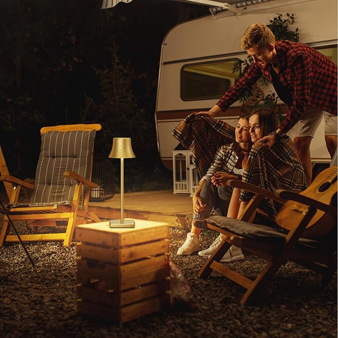 SAKRINGT 2 Pack LED Cordless Table Lamps Rechargeable,5000mAh Battery Operated Table Light,3 Color Stepless Dimming,Portable Small Desk Lamp in Aluminum for Party Patio Restaurant Outdoor - LeafyLoom