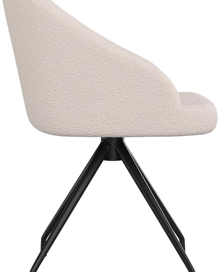 Martha Stewart Sora Stationary Swivel Task Chair with Sloped Arms for Home Office in White Boucle with Oil Rubbed Bronze Frame - LeafyLoom
