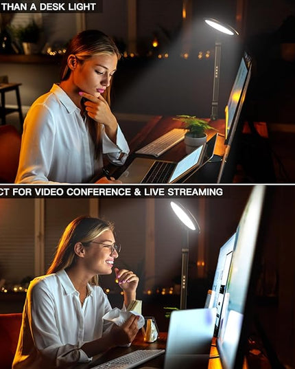 Desk Lamp LED with Remote Control, Desk Light for Video Conferencing, Zoom Light with Clamp, Adjustable Brightness & Color Temperature, Webcam Light, Keylight, Table Lamp - LeafyLoom